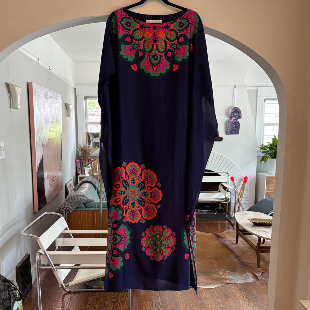 Trina Turk Vibrant Navy, Pink & Orange Floral Dress